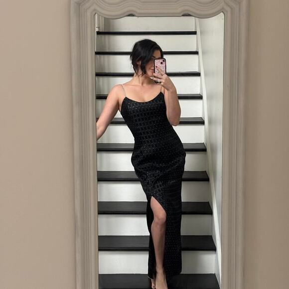 Vintage Jessica McClintock Long Slit Dress Bodycon 90s / Y2K Sz S - Picture 2 of 8